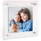 ArtToFrames 24x24 Inch Double Panel Floating Acrylic Picture Frame (Full Frame is 28x28) comes with Chrome Standoff Hardware, Made in the USA, 1 Pack