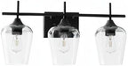 VONLUCE Bathroom Vanity Light, 3 Light Bathroom Light Fixture Over Mirror, Bathroom Wall Lamp with Clear Glass, Modern Black Vanity Lighting fixtures for Bathroom, Bedroom, Hallway