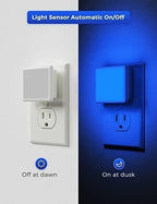 L LOHAS LED Blue Night Lights Plug into Wall 6-Pack, 0.3W Plug in Night Light, Dusk to Dawn, Bright Nightlight Auto-On/Off, for Adults Kids Room Bedroom Bathroom Hallway Kitchen, Non-Dim