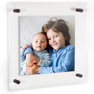 ArtToFrames 12x12 Inch Double Panel Floating Acrylic Picture Frame (Full Frame is 16x16) comes with Black Standoff Hardware, Made in the USA, 1 Pack