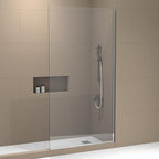 Royalty Fixed Shower Screen - 24" x 76" Frameless 3/8" Clear Tempered Glass Panel with Hardware - Easy Clean Smart Guard Coating - Minimalist Modern Design for Bathroom - Brushed Gold