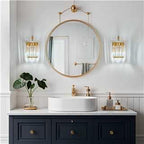 BBLLWJ Modern Wall Sconces Set of Two Gold Wall Sconces Indoor Wall Lamp Crystal Wall Light Wall Mounted Room Sconce Wall Lighting Bathroom Vanity Light Fixtures
