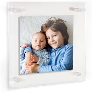 ArtToFrames 12x12 Inch Double Panel Floating Acrylic Picture Frame (Full Frame is 16x16) comes with White Standoff Hardware, Made in the USA, 1 Pack