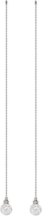 LONGSHENG - SINCE 2001 - 2PCS White Pull Chains Crystal Glass Ice Cracked Ball Pull Chain for Ceiling Fan Light Decoration 50cm Extension Chain
