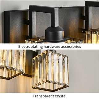 FDPBY Black Bathroom Light Fixture, 5-Light Crystal Vanity Lighting, Bathroom Lighting Fixtures Over Mirror, Modern Crystal Wall Lamp