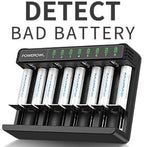 POWEROWL Rechargeable AAA Batteries Kit - 8 Pack 1000mAh High Capacity Low Self Discharge NiMH Double A Battery with 8 Independent Slots Charger