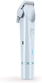 Bikini Trimmer for Women 2 in 1 Dual Head - IPX7 Waterproof Painless Electric Razors for Beauty, Pubic Hair, Face, Legs & Underarms– Portable Cordless Shaver with Fast Charging, Easy Cleaning (Blue)