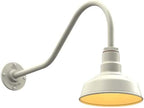 Steel Lighting Co. Hawthorne Barn Light | Outdoor Wall Mounted | 8 inch Dome | 23" Gooseneck | Small Farmhouse Light Made in America | Cream Exterior/Brass Interior