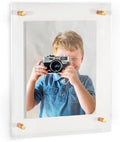 ArtToFrames 15x18 Inch Double Panel Floating Acrylic Picture Frame (Full Frame is 19x22) comes with Gold Standoff Hardware, Made in the USA, 1 Pack