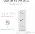 [White Lunar] Power Strip Tower with Surge Protector – 11 AC Outlets, 4 USB Ports (2 USB-A & 2 USB-C), 6ft Heavy-Duty Flat Plug Extension Cord for Home, Office & Dorm Essentials