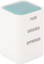 3-in-1 Office Paid/Entered/Approved Stamps for Business, Pre Inked & Self Inking Rubber Company Stamp Hand with Impression Size: 9/10’’x 9/10’’ for Efficient Bookkeeping, Ordering, Accounting Work