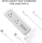 [White Lunar] Power Strip Tower with Surge Protector – 11 AC Outlets, 4 USB Ports (2 USB-A & 2 USB-C), 6ft Heavy-Duty Flat Plug Extension Cord for Home, Office & Dorm Essentials