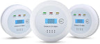 2 in1 Smoke Detector Carbon Monoxide Detector Combo,with LCD Digital Display and Sound Warning Test Button，Battery Powered，Easy Installation, for Home, Bedroom, Kitchen (3PACKS)