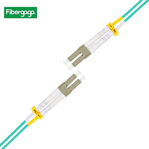 Fibergaga 0.5M(1.6ft) OM3 LC to LC Fiber Patch Cable,10GB/40GB Multimode Duplex 50/125µm 2.0mm Fiber Optic Jumper Cords Length Option: 0.5M(1.6ft)-100M(328ft)