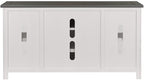 Martin Svensson Home Rustic 65” Solid Wood TV Stand with Storage, White Stain with Grey Stain Top