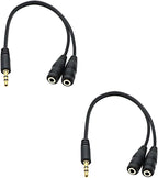 Headphone Splitter for 2 Headphones 2 Way 3.5mm Adapter Aux Cable Mini Jack Male to Dual Female Stereo Audio Y Splitter Couple Adapter Compatible with iPad iPhone iPod MacBook PC Amplifier Speaker