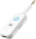 Bluetooth 5.2 Audio Transmitter Receiver for TV, Bluetooth Transmitter for Headphones, 2 BT Devices Connections, 3.5mm Jack Aux Airplane Headphone Adapter for Car/Home Stereo, White