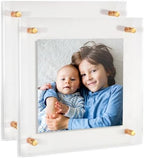 ArtToFrames 14x14 Inch Double Panel Floating Acrylic Picture Frame (Full Frame is 18x18) comes with Gold Standoff Hardware, Made in the USA, 2 Pack