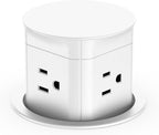 Jgstkcity Pop Up Outlet for Countertop, Flush Mount Tamper Resistant Space Saver Recessed 1875W Grommet,4 Outlets,15Amp Receptacle,ETL Listed,3.15inch Hole,White