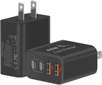 TT&C USB C Block 40W, 4 Ports Wall Plug Fast Charging Block, PD+QC Multiport Power Adapter USB C Charger Type C for iPhone 17, 17 Air, 17 Pro, 17 Pro Max, 16,15,14,13,12, Galaxy Phones-(Black 2Pack)