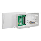 ICC 9” Plastic Structured Wiring Enclosure with Cover, Media Enclosure with CAT6 8-Port PoE++, 1x8 Bridged Telephone RJ31X, & 1x6 Video, Cable Management Box, UL Listed TAA Compliant, ICRESDC9PK