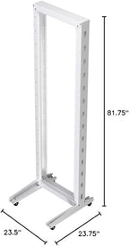 NavePoint 42U 2 Post Rack Open Frame Server Rack for 19 Inch Equipment, AV, Networking, Data & IT Devices, 2-Post Rack 42U with Wheels, 661lbs Weight Capacity, White
