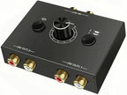 RCA Stereo Audio Switcher R/L Audio Selector Splitter 2(1)-in-1(2)-Out Audio Selector Switch Box with One Key Mute and Switch Compatible Active Speaker,PC,Ipad,etc