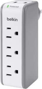 Belkin Wall Mount Surge Protector -3 AC Multi Outlets&2 USB Ports -Flat Rotating Plug Splitter - Wall Outlet Extender for Home,Office,Travel, Computer Desktop & Charging Brick (918 Joules) (Pack of 4)