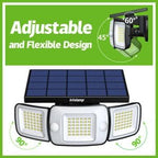intelamp Solar Flood Lights Outdoor Waterproof, 6000mAh 1200LM Solar Powered Dual Motion Sensor LED Lighting Dusk to Dawn Security Floodlight Exterior with Remote for Outside Garden House Patio