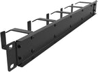 Jingchengmei 19-Inch 1U Metal Horizontal Rackmount Cable Manager with 5 D-Rings (1UCM5R440, Black)