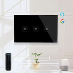 WiFi Smart Wall Touch Light Switch Glass Panel Wireless Remote Control by Mobile APP Anywhere Compatible with Alexa,Timing Function No Hub Required (Wall Switch 3 Gang)