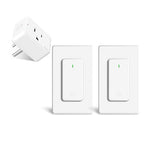 Remote Control Outlet,Greencycle 1 Remote Outlet and 2 Switches,Wireless Remote Control Outlet Plug,On/Off Light Switch Wall Mounted,500ft Range,15A 1500W for Household Appliances,No Wiring,White