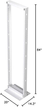 NavePoint 45U 2 Post Rack Open Frame Server Rack for 19 Inch Equipment, AV, Networking, Data & IT Devices, 2-Post Rack 45U 881lbs Weight Capacity, White