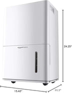 Amazon Basics Large Dehumidifier for Rooms, Energy Star Certified,Effectively Reduces Humidity, With Advanced Moisture Control, Timer, Auto-Defrost, Overflow Protection, up to 4000 SFT, 50 Pint, White