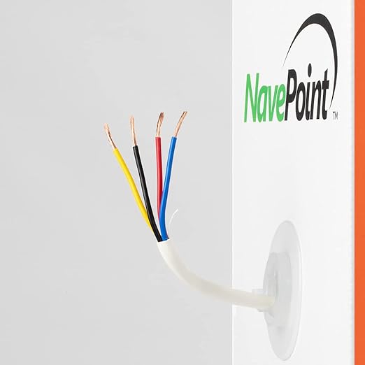 NavePoint 250ft in Wall Audio Speaker Cable Wire CL2 14/4 AWG Gauge 4 Conductor Bulk White
