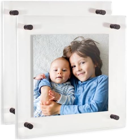 ArtToFrames 26x26 Inch Double Panel Floating Acrylic Picture Frame (Full Frame is 30x30) comes with Black Standoff Hardware, Made in the USA, 2 Pack