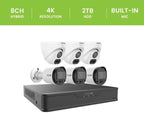 Revo Hybrid 8CH 4K Security System, 2TB Video Surveillance Grade HDD, 4X 4K Indoor/Outdoor IR Cameras with Built-in Microphone, Remote Viewing via Smartphone, PC and MAC (no Monthly fees)