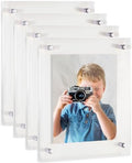 ArtToFrames 11x14 Inch Double Panel Floating Acrylic Picture Frame (Full Frame is 15x18) comes with Chrome Standoff Hardware, Made in the USA, 4 Pack