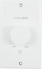 Rockville VOL70200 White 200W 70V/100V Volume Control Zone Controller, Single-Gang Wall Plate, Detachable Euro-Block Terminals, 12-Step Attenuation, for Commercial Audio Systems