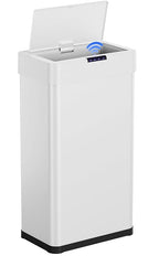 Arlopu Automatic Trash Can,Sensor Motion Stainless Steel Garbage Bin, Touchless Smart Waste Bin, W/Stay-Open, Soft Close Lid, Display Light for Kithchen, Living Room, Office (White, 18.5gal)