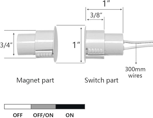 5 Sets Flush Mounted 3/4" Door Magnetic Contacts Alarm Switch Sensor NC Type (White)