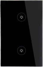WiFi Smart Wall Touch Light Switch Glass Panel Wireless Remote Control by Mobile APP Anywhere Compatible with Alexa,Timing Function No Hub Required (Wall Switch 2 Gang)