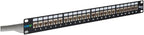 ICC 24-Port CAT6A Keystone Shielded 1U Patch Panel with CAT6A Shielded Keystone Jacks, 19” Rackmount Housing and Cable Support Bar, Protects Against EMI, UL Listed PoE++ Compliant, ICMPP246AS