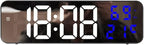 Gigicloud Led Wall Clock, 3 Level Dimmer Brightness Wall Digital Clock Wall-Mounted Time Temperature Humidity Led Clock Electronic Alarm Clock for Bedroom, Office