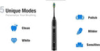 7AM2M Ultrasonic Electric Toothbrush with 6 Brush Heads for Adults&Kids, One Charge for 120 Days, USB-C Charge, 5 Modes, 40000VPM Powered Toothbrush, 2 Minutes Built in Smart Timer (Black)