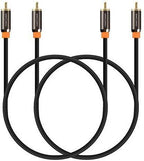 FosPower Digital Audio Coaxial Cable [24K Gold Plated Connectors] Premium S/PDIF RCA Male to RCA Male for Home Theater, HDTV, Subwoofer, Hi-Fi Systems - 6ft/2Pack