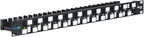 ICC 24 Port Blank Keystone 1U Patch Panel with 19” Metal Rackmount Housing and Cable Support Bar, Staggered Ports to Reduce ANEXT, Works with Keystone Jacks (Sold Separately), UL Listed, IC107PPU6A