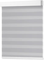 DENFOON Motorized Zebra Blinds, Solar Powered Dual Layer Automatic Shades with Remote Control, Gray， 29 x 72