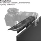 Mount Plus MDS12-2 All-In-One VESA Compatible Monitor Shelf for Device Organizer | Perfect for Online Meetings and Live Streaming Such As Cameras, Microphones, Spotlights, Webcams | Height Adjustable