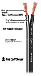 InstallGear 14 Gauge Speaker Wire with Banana Plugs (100ft White/Black) - Car, Home, Theater Speakers